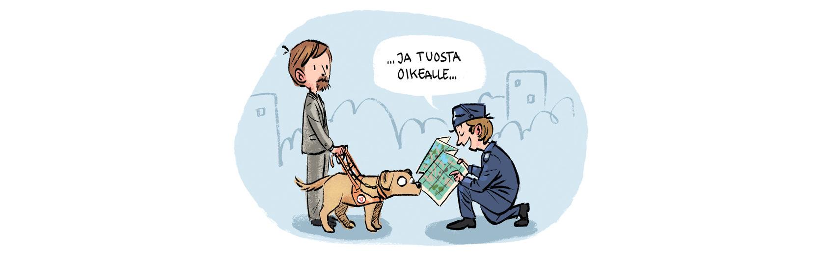 Poliisi neuvoi tien – opaskoiralle.